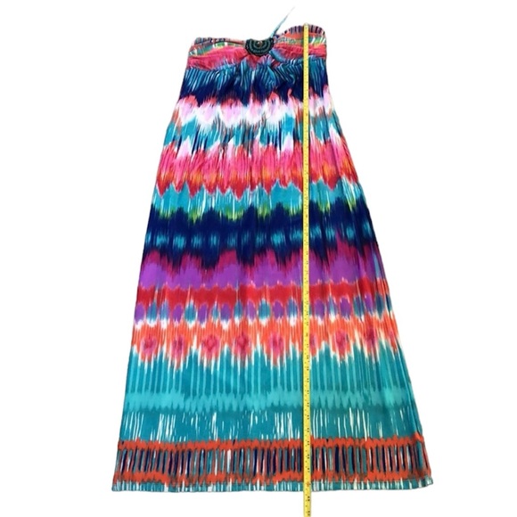 Heartsoul Womens Maxi Halter Dress Ikat Multicolor Beach Lounge Sz S - Picture 7 of 13